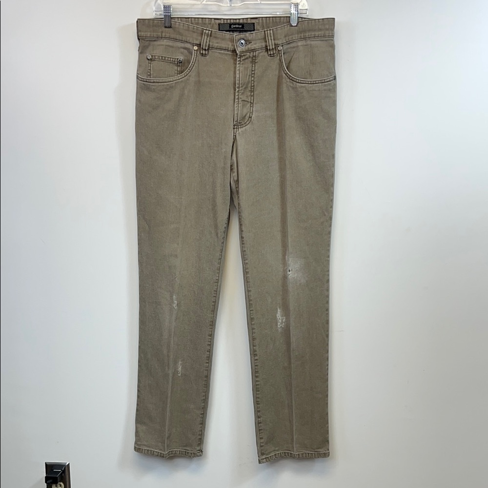 Gardeur Men's Tan Distressed Thrashed Grunge Jeans Size 36x32
